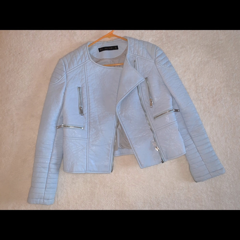 Blue leather jacket